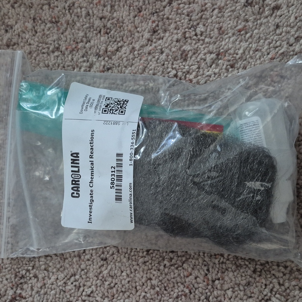 CAROLINA Investigate Chemical Reactions  kit #1 HOMESCHOOL science experiment
